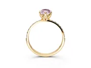 Solitaire Engagement Ring Setting for Fancy Pink Marquise Center with Fine Pave Accents and Prong Head in Yellow Gold