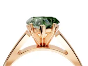 Solitaire Engagement Ring Setting for Fancy Green Heart-Shaped Center with Tapered Split Shoulders and Prong Head in Rose Gold