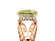 Halo Engagement Ring Setting for Fancy Yellow Radiant Cut Center with Rope Twist Split Shank and Prong Head in Rose Gold