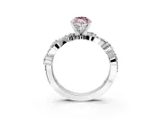 Solitaire Engagement Ring Setting for Fancy Pink Marquise Center with Bar-Station Pave Twist and Prong Head in White Gold