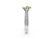 Solitaire Engagement Ring Setting for Fancy Yellow Oval Center with Multi-Row Accents and Prong Head in Platinum
