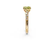 Solitaire Engagement Ring Setting for Fancy Yellow Cushion Cut Center with Trailing Leaf Accent Band and Prong Head in Yellow Gold