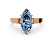 Solitaire Engagement Ring Setting for Fancy Blue Marquise Center with Tapered Split Shoulders and Prong Head in Rose Gold