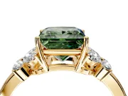 Solitaire Engagement Ring Setting for Fancy Green Princess Cut Center with Marquise Flower Shoulders and Prong Head in Yellow Gold
