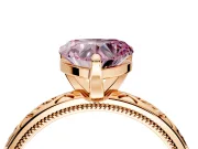 Solitaire Engagement Ring Setting for Fancy Pink Heart-Shaped Center with Scrollwork Band and Prong Head in Rose Gold