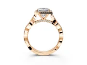 Halo Engagement Ring Setting for Princess Cut Center with Twist Band and Prong Head in Rose Gold