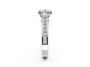 Solitaire Engagement Ring Setting for Princess Cut Center with Channel Band and Double Claw Prong Head in White Gold