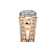 Split Shank Engagement Ring Setting for Cushion Cut Center with Pave Split Shank and Prong Head in Rose Gold