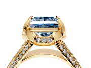 Solitaire Engagement Ring Setting for Fancy Blue Princess Cut Center with Accented Split Shank and Prong Head in Yellow Gold