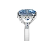 Solitaire Engagement Ring Setting for Fancy Blue Radiant Cut Center with Fine Wire Band and Prong Head in Platinum