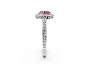 Halo Engagement Ring Setting for Fancy Pink Round Cut Center with Framed Halo, Pave Band and Prong Head in Platinum