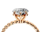 Solitaire Engagement Ring Setting for Heart-Shaped Center with Plain Twisted Rope Band and Prong Head in Rose Gold