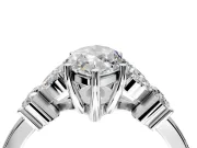 Floral Engagement Ring Setting for Marquise Center with Marquise Cluster Shoulders and Prong Head in White Gold