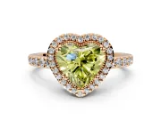Halo Engagement Ring Setting for Fancy Yellow Heart-Shaped Center with Inner Milgrain Border and Prong Head in Rose Gold