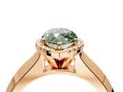 Halo Engagement Ring Setting for Fancy Green Marquise Center with Knife Ridge Cathedral Band and Prong Head in Rose Gold
