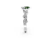Solitaire Engagement Ring Setting for Fancy Green Oval Center with Bar-Station Pave Twist and Prong Head in Platinum