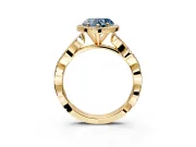 Halo Engagement Ring Setting for Fancy Blue Heart-Shaped Center with Pave and Plain Twist Band and Prong Head in Yellow Gold