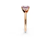 Solitaire Engagement Ring Setting for Fancy Pink Asscher Cut Center with Knife Ridge Band and Claw Prong Head in Rose Gold