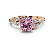 Solitaire Engagement Ring Setting for Fancy Pink Cushion Cut Center with Marquise Accent Twist Band and Prong Head in Rose Gold