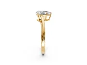 Solitaire Engagement Ring Setting for Pear-Shaped Center with Plain Bypass Twist Band and Prong Head in Yellow Gold
