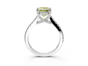 Solitaire Engagement Ring Setting for Fancy Yellow Princess Cut Center with Widening Pave Band and Claw Prong Head in White Gold