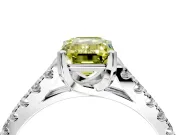 Solitaire Engagement Ring Setting for Fancy Yellow Emerald Cut Center with Partway Pave Band and Prong Head in Sterling Silver