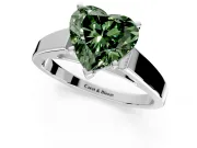 Solitaire Engagement Ring Setting for Fancy Green Heart-Shaped Center with Tapered Split Shoulders and Prong Head in Platinum