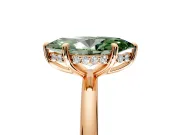 Hidden Halo Engagement Ring Setting for Fancy Green Marquise Center with Thin Rounded Band and Prong Head in Rose Gold