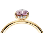 Solitaire Engagement Ring Setting for Fancy Pink Pear-Shaped Center with Plain Band, Open Basket and Prong Head in Yellow Gold