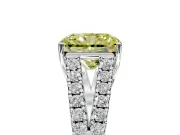 Solitaire Engagement Ring Setting for Fancy Yellow Radiant Cut Center with Pave Split Shank and Prong Head in Platinum