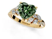 Solitaire Engagement Ring Setting for Fancy Green Heart-Shaped Center with Marquise Accent Twist Band and Prong Head in Yellow Gold