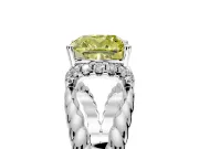 Halo Engagement Ring Setting for Fancy Yellow Cushion Cut Center with Rope Twist Split Shank and Prong Head in Platinum