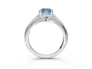 Solitaire Engagement Ring Setting for Fancy Blue Cushion Cut Center with Reverse Tapered Band and Prong Head in Sterling Silver