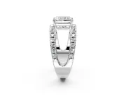 Solitaire Engagement Ring Setting for Radiant Cut Center with Wide-Open Split Shank and Prong Head in Sterling Silver
