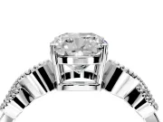 Leaf Engagement Ring Setting for Cushion Cut Center with Milgrain Accent Band and Prong Head in White Gold