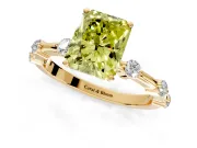 Solitaire Engagement Ring Setting for Fancy Yellow Radiant Cut Center with Bezel Station Band and Prong Head in Yellow Gold