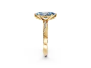 Side Accent Engagement Ring Setting for Fancy Blue Marquise Center with Accent Shoulders and Prong Head in Yellow Gold