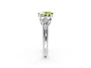 Cluster Engagement Ring Setting for Fancy Yellow Oval Center with Round Cut Accent Frame and Prong Head in Platinum