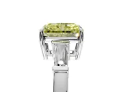 3 Stone Engagement Ring Setting for Fancy Yellow Radiant Cut Center with Baguette Accents and Prong Head in White Gold