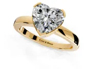 Solitaire Engagement Ring Setting for Heart-Shaped Center with Plain Band and Flat Tab Prong Head in Yellow Gold