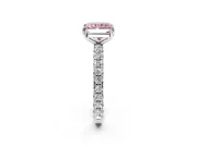 Solitaire Engagement Ring Setting for Fancy Pink Radiant Cut Center with Shared-Prong Accents and Prong Head in Sterling Silver