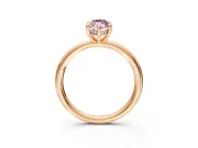 Hidden Halo Engagement Ring Setting for Fancy Pink Marquise Center with Thin Rounded Band and Prong Head in Rose Gold