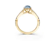 Solitaire Engagement Ring Setting for Fancy Blue Marquise Center with Pave Split Shank and Prong Head in Yellow Gold
