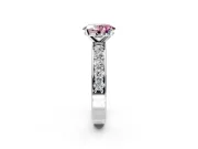 Solitaire Engagement Ring Setting for Fancy Pink Oval Center with Channel-Set Accents and Prong Head in Platinum
