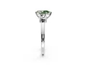 Solitaire Engagement Ring Setting for Fancy Green Pear-Shaped Center with Plain Band and Tulip Prong Head in Sterling Silver