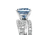 Solitaire Engagement Ring Setting for Fancy Blue Princess Cut Center with Woven 3-Strand Pave Band and Prong Head in Platinum