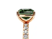 Solitaire Engagement Ring Setting for Fancy Green Asscher Cut Center with Round Cut Pave Band and Prong Head in Rose Gold