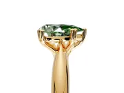 Solitaire Engagement Ring Setting for Fancy Green Pear-Shaped Center with Reverse Tapered Band and Prong Head in Yellow Gold