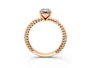 Rope Engagement Ring Setting for Emerald Cut Center with Accent Shoulders and Prong Head in Rose Gold