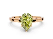 Solitaire Engagement Ring Setting for Fancy Yellow Pear-Shaped Center with Thin Rounded Plain Band and Prong Head in Rose Gold